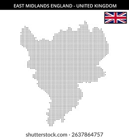A raster map showcasing the East Midlands region
