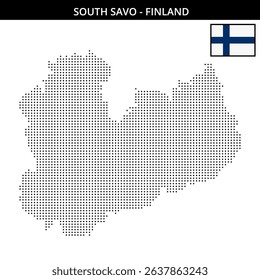 A raster map of South Savo with pixel dots