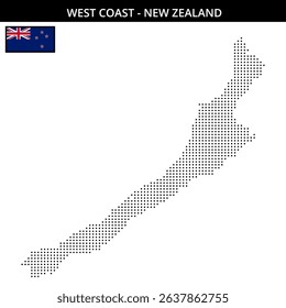 Raster map of West Coast New Zealand  with dots