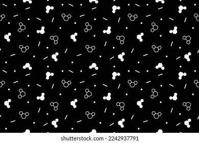 Raster monochrome seamless pattern with small scattered tiny shapes. Simple minimal background. Black and white geometric wallpaper. Dark repeat design for decor, print. Vector illustration