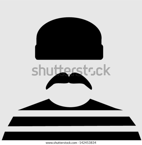 Raster Prisoner Wearing Stocking Cap Stripes Stock Vector (Royalty Free