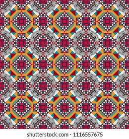 Raster rectangular design for your business. Creative geometric seamless pattern. Black, blue and green polygonal illustration consisting of rectangles.