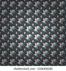 Raster repeated oriental motif for fabric or paper design. Seamless ethnic patterns for border in white, gray and black colors.