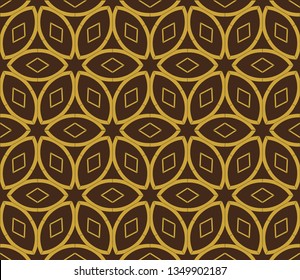 Raster rich ornament. Sloping seamless colorful ornament for design and backgrounds. Kaleidoscopic orient popular style brown colors.                          Luxury vector pattern.  