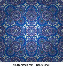Raster seamless bandana print with paisley ornament. Cotton or silk headscarf, kerchief square pattern design, oriental style in gray, blue and beige colors.