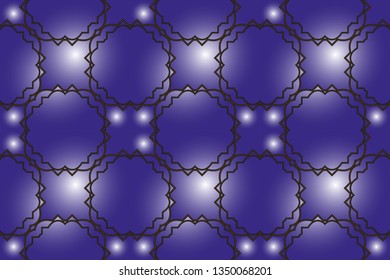 Raster seamless geometric pattern. Geometrical texture with hexagonal grid, diamond shapes, triangles, mesh, lattice. Modern design for decor,    blue color, blue lines,                