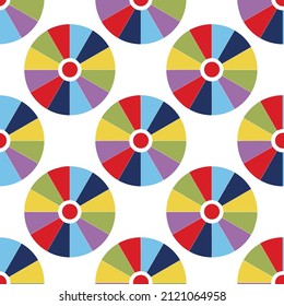 Raster Seamless Multicolor Brick Pavement Circular Tiling Pattern Abstract Background,Colorful circle bright summer diagram, vector illustration isolate on white