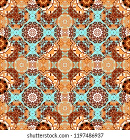 Raster seamless pattern. The elegant the template for fashion prints. Ditsy floral background. Small green, yellow and gray flowers. Cute pattern in small flower.