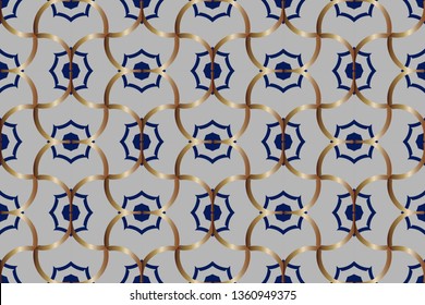 Raster seamless pattern. Rich fashionable floral texture for wallpaper, interior, tiles, print, textiles, packaging and various types of design. Abstract classic golden pattern Luxury vector pattern. 