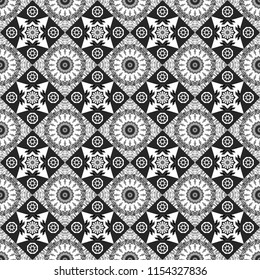 Raster seamless pattern with stylized doodle flowers. Cute floral background for textile, fabric, wrapping, scrapbooking. Childish design in yellow, orange and brown colors.