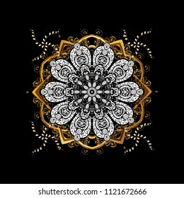 Raster snowflakes background. Flat design with abstract snowflakes isolated on colors background. Raster illustration. Snowflake colorful pattern. Snowflakes pattern.
