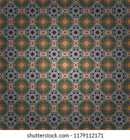 Raster tender background in neutral, brown and blue colors. Abstract flowers seamless pattern.