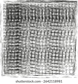 Raster texture icon. Grunge vector lines. Sketchy black strokes. Abstract square form.