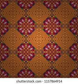 Raster traditional oriental background in pink, blue and violet colors. Seamless pattern with the pre-existing geometry in the drawing. Tribal ethnic arabic, indian, turkish patern ornament.