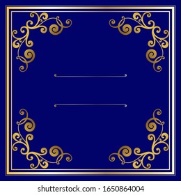 Raster trendy design template for wedding or birthday invitation, brochure, poster or business card. Geometric  gold pattern.Vintage retro golden frame in Art Deco style.