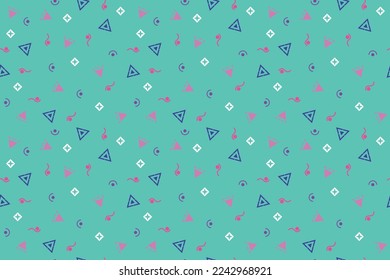 Raster turquoise seamless pattern with small scattered tiny shapes. Simple minimal background. turquoise and blue geometric wallpaper. Funky repeat design for decor, print. Vector illustration