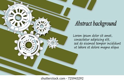 Raster version. image abstract futuristic, three-dimensional white sheet of gear