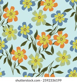 Raster version. Seamless floral wallpaper. Pattern in classic style with flowers and twigs
