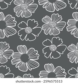 Raster version. Seamless floral wallpaper. Pattern in classic style with flowers and twigs