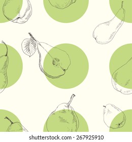 Raster version. Seamless texture of a pear. Illustration for design on white background