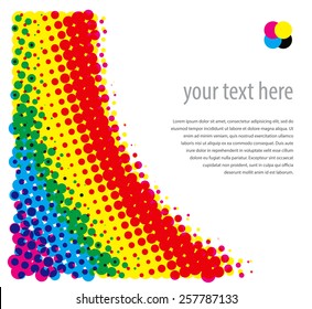 Rasterized (CMYK) halftone dotty background. Vector illustration