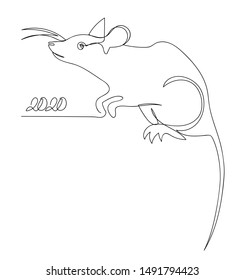 Rat 2020. Continuous line drawing. One line sketch.