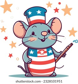 Rat 4th of July Cute in the style of colorful animal