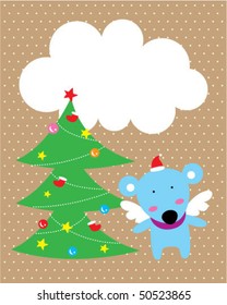 rat angel christmas greeting tag