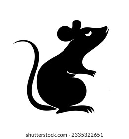 Rat animal black silhouette vector 