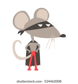 Rat Animal Dressed As Superhero With A Cape Comic Masked Vigilante Geometric Character