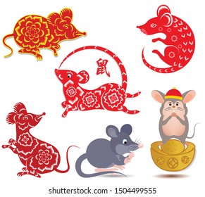 Rat animals collection element for Happy Chinese New Year 2020 year of the rat