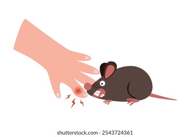 rat bite. rabie concept vector illustration