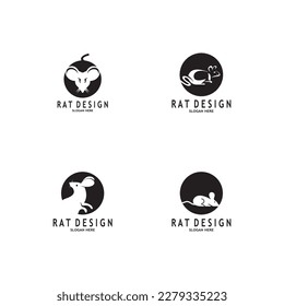 Rat Black Silhouette  Logo Vector Illustration