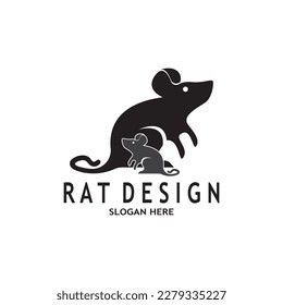 Ilustración vectorial del logotipo de la silueta negra de rata