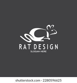 Rat Black Silhouette  Logo Vector Illustration