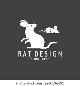 Rat Black Silhouette  Logo Vector Illustration