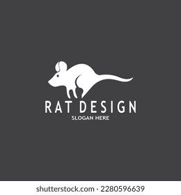 Rat Black Silhouette  Logo Vector Illustration