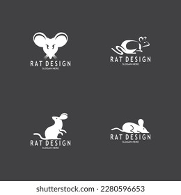 Rat Black Silhouette  Logo Vector Illustration