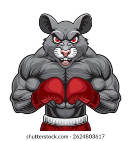 rat boxing mascot vector illustration design