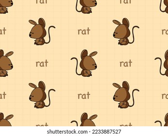 Rat cartoon character seamless pattern on orange background