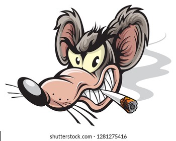 Rat Cartoon Character Smoking