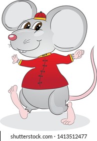 Rat Cartoon Character Wear Chinese Traditional Cloth, Year of Rat