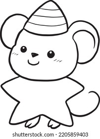 rat cartoon cute doodle coloring page kawaii anime illustration clip art character chibi drawing manga