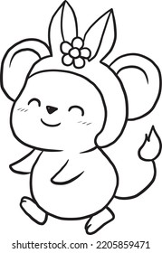 rat cartoon cute doodle coloring page kawaii anime illustration clip art character chibi drawing manga