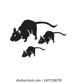 Rat  cartoon silhouette icon and symbol vector illustration