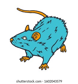 Rat Cartoon Style. Colorful Rat. Rat on white background isolated. Stock Vector Illustration. Cartoon style.