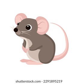 Rat. Cartoon vector drawing, rat on white background. Rodent. Animal. Used for collage, printing, sticker design.