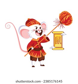 Rat Character for Chinese Zodiac Isolated Retro Cartoon Vector