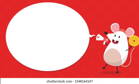 Rat character design. wallpaper. free space for text. copy space. Happy Chinese new year greeting poster. Year of the rat wallpaper.