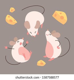 Rat and cheese. Cute hand drawn vector illustration EPS10